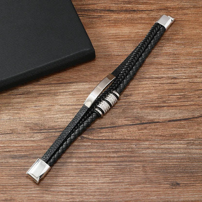 Armband, Armband Heren, Roestvrij Staal, Armbanden, Leren Armband Heren, Leren Armband, Leren Armbanden, Armbandje, Kunstleer, Mannen, Magnetische Sluiting, + 2 CM Verlengstuk, Verjaardag, Vaderdag Valentijnsdag, Cadeautje
