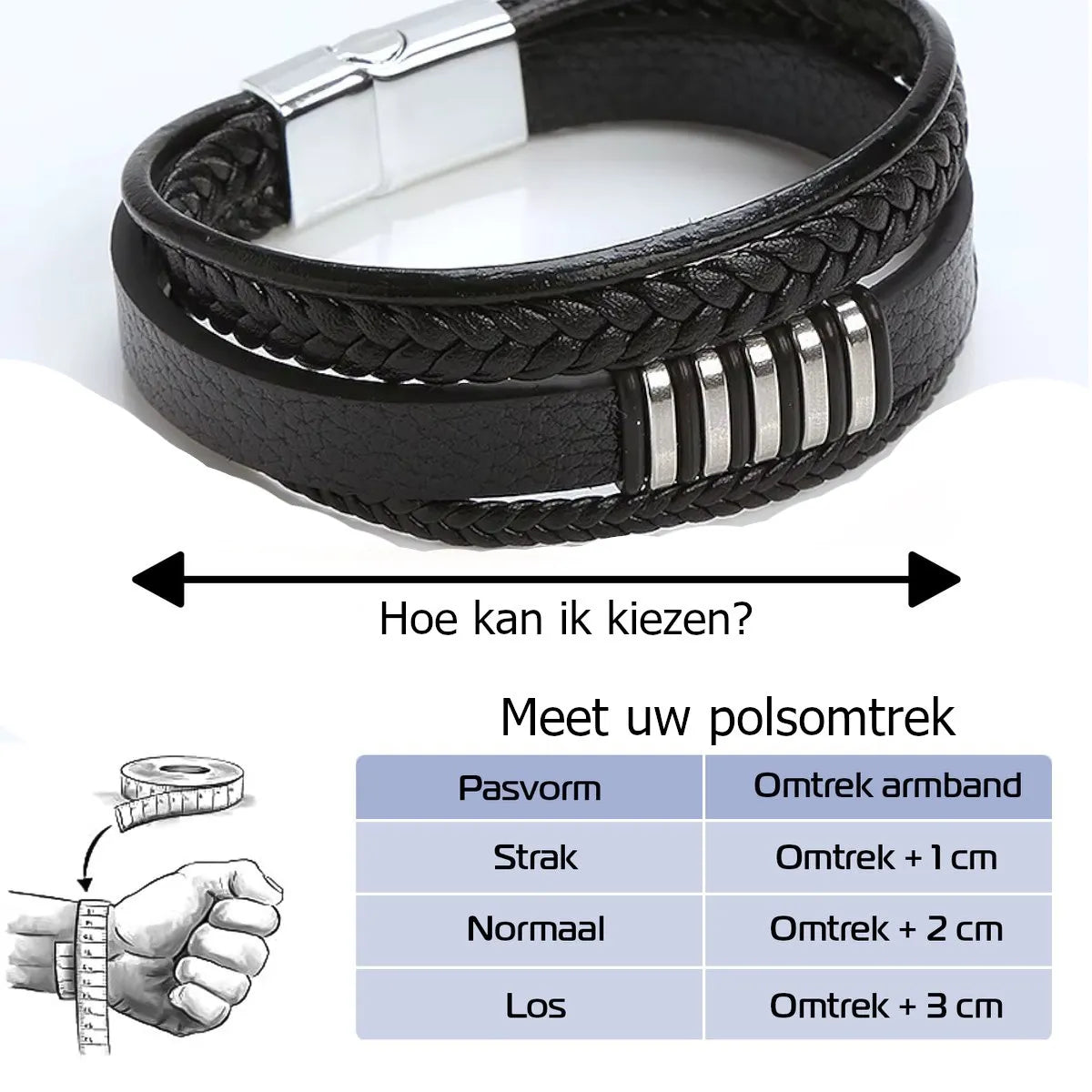 KHRONOX® Armband, Armband Heren, Natuurstenen, Armbanden, Leren Armband Heren, Leren Armband, Leren Armbanden, Armbandje, Kunstleer, Mannen, Magnetische Sluiting, + 2 CM Verlengstuk, Verjaardag, Vaderdag, Valentijnsdag, Cadeautje