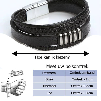 KHRONOX® Armband, Armband Heren, Natuurstenen, Armbanden, Leren Armband Heren, Leren Armband, Leren Armbanden, Armbandje, Kunstleer, Mannen, Magnetische Sluiting, + 2 CM Verlengstuk, Verjaardag, Vaderdag, Valentijnsdag, Cadeautje
