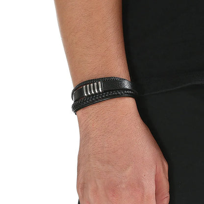 KHRONOX® Armband, Armband Heren, Natuurstenen, Armbanden, Leren Armband Heren, Leren Armband, Leren Armbanden, Armbandje, Kunstleer, Mannen, Magnetische Sluiting, + 2 CM Verlengstuk, Verjaardag, Vaderdag, Valentijnsdag, Cadeautje