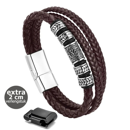 KHRONOX® Armband, Armband Heren, Natuurstenen, Armbanden, Leren Armband Heren, Leren Armband, Leren Armbanden, Armbandje, Kunstleer, Mannen, Magnetische Sluiting, + 2 CM Verlengstuk, Verjaardag, Vaderdag, Valentijnsdag, Cadeautje