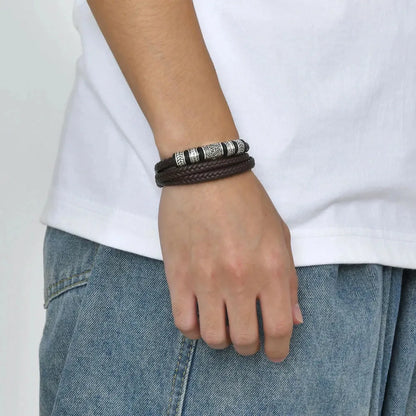 KHRONOX® Armband, Armband Heren, Natuurstenen, Armbanden, Leren Armband Heren, Leren Armband, Leren Armbanden, Armbandje, Kunstleer, Mannen, Magnetische Sluiting, + 2 CM Verlengstuk, Verjaardag, Vaderdag, Valentijnsdag, Cadeautje