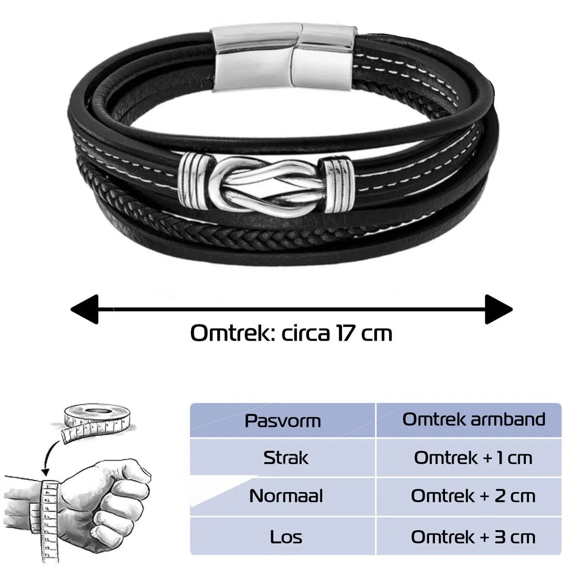 KHRONOX® Armband, Armband Heren, Natuurstenen, Armbanden, Leren Armband Heren, Leren Armband, Leren Armbanden, Armbandje, Kunstleer, Mannen, Magnetische Sluiting, + 2 CM Verlengstuk, Verjaardag, Vaderdag, Valentijnsdag, Cadeautje