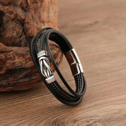 KHRONOX® Armband, Armband Heren, Natuurstenen, Armbanden, Leren Armband Heren, Leren Armband, Leren Armbanden, Armbandje, Kunstleer, Mannen, Magnetische Sluiting, + 2 CM Verlengstuk, Verjaardag, Vaderdag, Valentijnsdag, Cadeautje