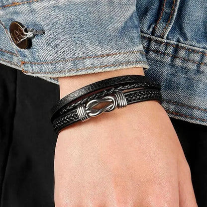 KHRONOX® Armband, Armband Heren, Natuurstenen, Armbanden, Leren Armband Heren, Leren Armband, Leren Armbanden, Armbandje, Kunstleer, Mannen, Magnetische Sluiting, + 2 CM Verlengstuk, Verjaardag, Vaderdag, Valentijnsdag, Cadeautje