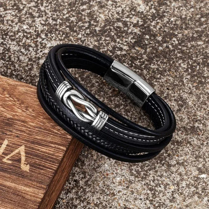 KHRONOX® Armband, Armband Heren, Natuurstenen, Armbanden, Leren Armband Heren, Leren Armband, Leren Armbanden, Armbandje, Kunstleer, Mannen, Magnetische Sluiting, + 2 CM Verlengstuk, Verjaardag, Vaderdag, Valentijnsdag, Cadeautje