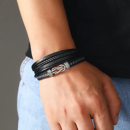 KHRONOX® Armband, Armband Heren, Natuurstenen, Armbanden, Leren Armband Heren, Leren Armband, Leren Armbanden, Armbandje, Kunstleer, Mannen, Magnetische Sluiting, + 2 CM Verlengstuk, Verjaardag, Vaderdag, Valentijnsdag, Cadeautje