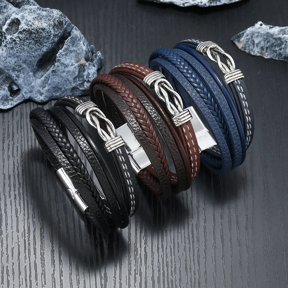 KHRONOX® Armband, Armband Heren, Natuurstenen, Armbanden, Leren Armband Heren, Leren Armband, Leren Armbanden, Armbandje, Kunstleer, Mannen, Magnetische Sluiting, + 2 CM Verlengstuk, Verjaardag, Vaderdag, Valentijnsdag, Cadeautje