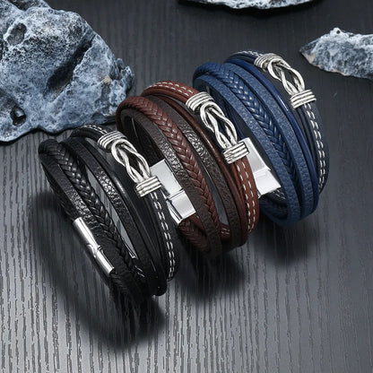 KHRONOX® Armband, Armband Heren, Natuurstenen, Armbanden, Leren Armband Heren, Leren Armband, Leren Armbanden, Armbandje, Kunstleer, Mannen, Magnetische Sluiting, + 2 CM Verlengstuk, Verjaardag, Vaderdag, Valentijnsdag, Cadeautje