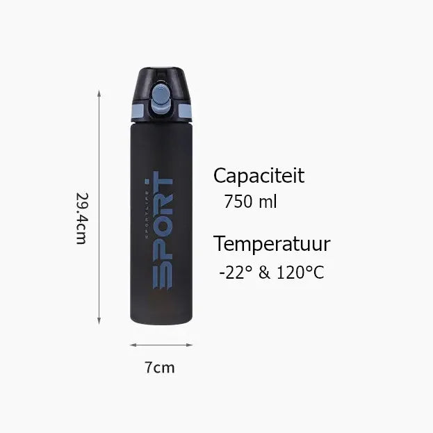 KHRONOX® Drinkfles, Waterfles, Drinkflessen, Waterflessen, Lekvrij, BPA Vrij, Drinkfles Volwassenen, Water Bottle, Drinkflessen Volwassenen, Drinkfles Met Rietje Volwassenen, UNIEK RIETJE, 750 ML