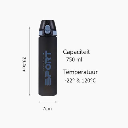 KHRONOX® Drinkfles, Waterfles, Drinkflessen, Waterflessen, Lekvrij, BPA Vrij, Drinkfles Volwassenen, Water Bottle, Drinkflessen Volwassenen, Drinkfles Met Rietje Volwassenen, UNIEK RIETJE, 750 ML