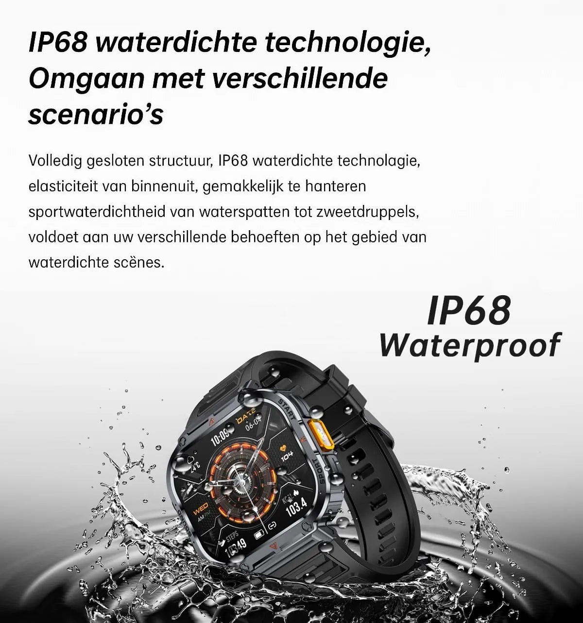 Smartwatch Dames en Heren, Horloge, Smartwatch Bluetooth, Sporthorloge, Horloge Heren en Dames, Activity Tracker, IPS Scherm, WATERDICHT, 30 Dagen Batterij, Smartwatches geschikt voor IOS, Android