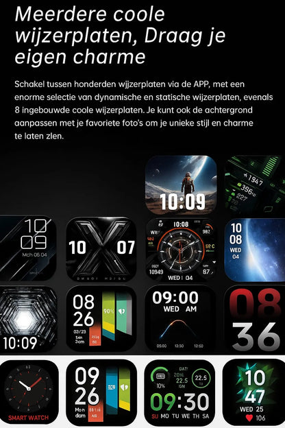 Smartwatch Dames en Heren, Horloge, Smartwatch Bluetooth, Sporthorloge, Horloge Heren en Dames, Activity Tracker, IPS Scherm, WATERDICHT, 30 Dagen Batterij, Smartwatches geschikt voor IOS, Android