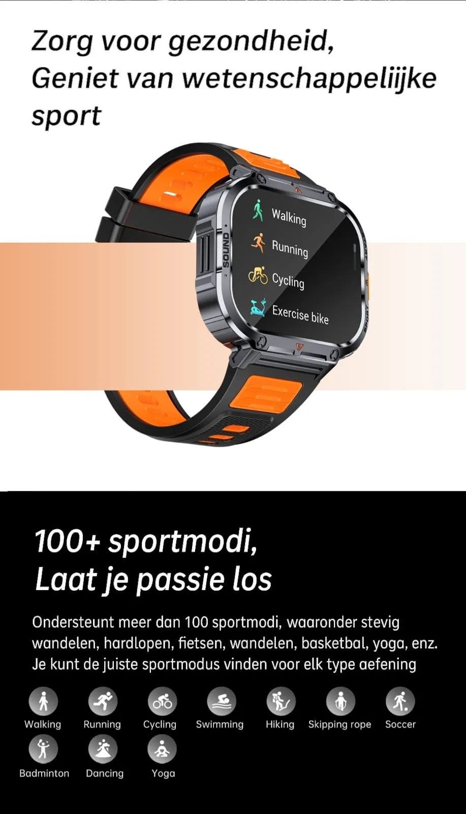 Smartwatch Dames en Heren, Horloge, Smartwatch Bluetooth, Sporthorloge, Horloge Heren en Dames, Activity Tracker, IPS Scherm, WATERDICHT, 30 Dagen Batterij, Smartwatches geschikt voor IOS, Android
