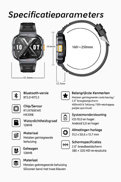 Smartwatch Dames en Heren, Horloge, Smartwatch Bluetooth, Sporthorloge, Horloge Heren en Dames, Activity Tracker, IPS Scherm, WATERDICHT, 30 Dagen Batterij, Smartwatches geschikt voor IOS, Android