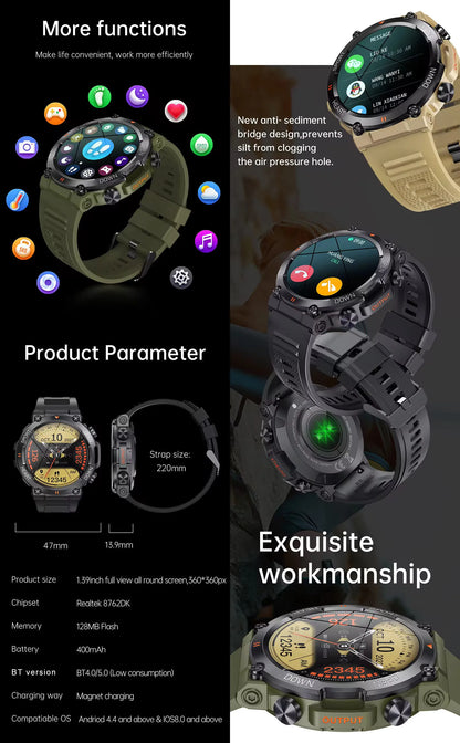 Smartwatch Dames en Heren, Horloge, Smartwatch Bluetooth, Sporthorloge, Horloge Heren en Dames, Activity Tracker, IPS Scherm, WATERDICHT, 30 Dagen Batterij, Smartwatches geschikt voor IOS, Android