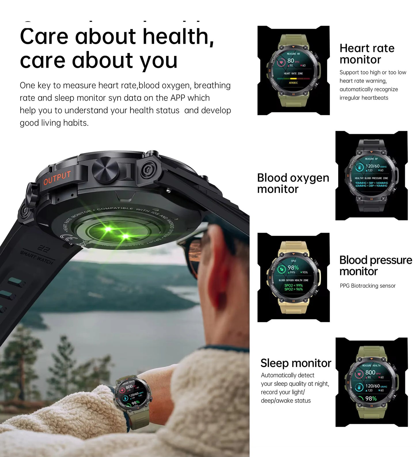 Smartwatch Dames en Heren, Horloge, Smartwatch Bluetooth, Sporthorloge, Horloge Heren en Dames, Activity Tracker, IPS Scherm, WATERDICHT, 30 Dagen Batterij, Smartwatches geschikt voor IOS, Android