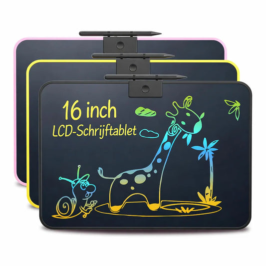 KHRONOX® Tekentablet, Tekenbord, 16 İnch, Tekentablet Kinderen, Tekenbord Kinderen, Tekentablet Voor Kinderen, LCD Tekentablet, USB Oplaadbaar Tekentablet, Groot 16 İnch Scherm, Kinderspeelgoed, Kleine Cadeautje, Kerstcadeau, Verjaardagcadeau