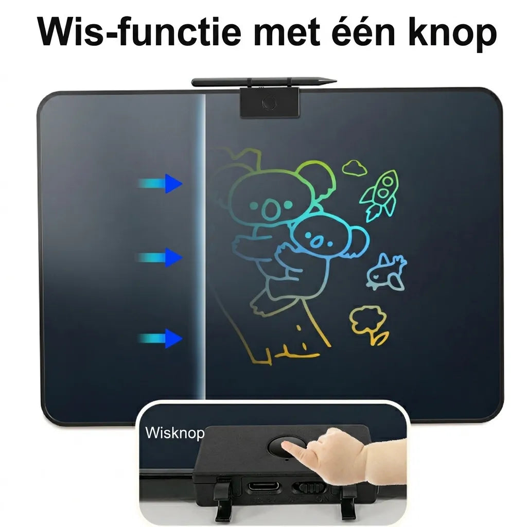 KHRONOX® Tekentablet, Tekenbord, 16 İnch, Tekentablet Kinderen, Tekenbord Kinderen, Tekentablet Voor Kinderen, LCD Tekentablet, USB Oplaadbaar Tekentablet, Groot 16 İnch Scherm, Kinderspeelgoed, Kleine Cadeautje, Kerstcadeau, Verjaardagcadeau